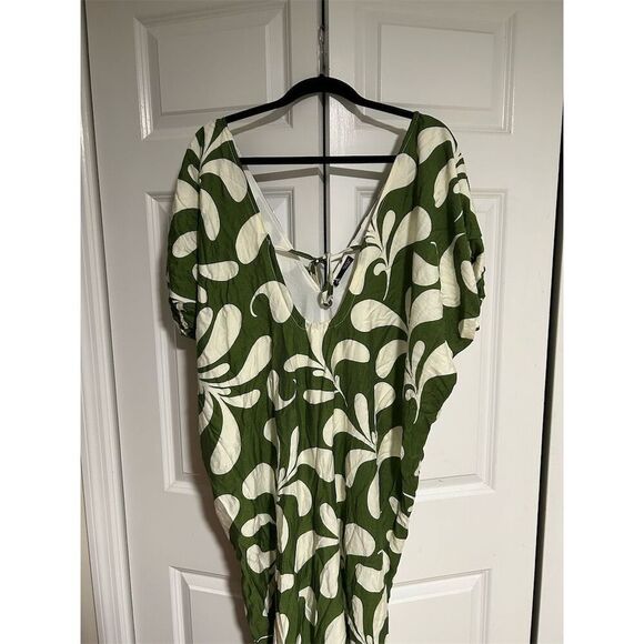 Anewsta Women's Floral Backless Midi Dress Green V-Neck Summer Casual - Picture 9 of 9